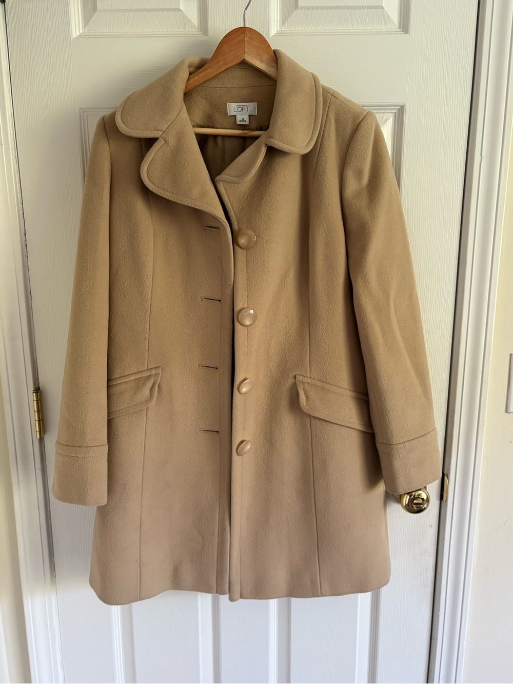 Ann Taylor LOFT Women's Camel Wool Blend Button Coat